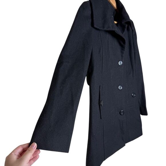 Nine West Black Long Sleeve Peacoat Jacket Size 2 Wool Blend Single Breasted - Picture 8 of 12